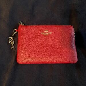 Coach Vibrant Red Leather Pouch